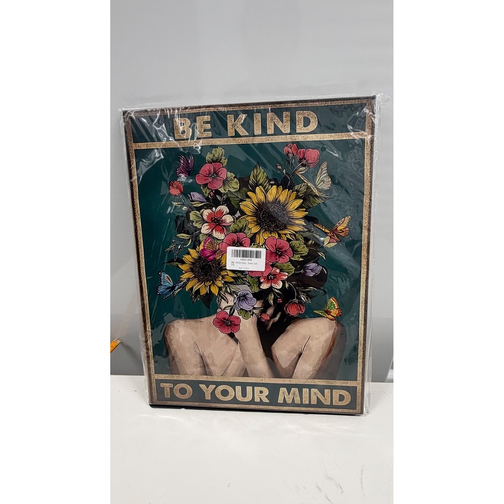 Be Kind To Your Mind Floral Canvas Wall Art Mental Health Decor 12x16 Inch